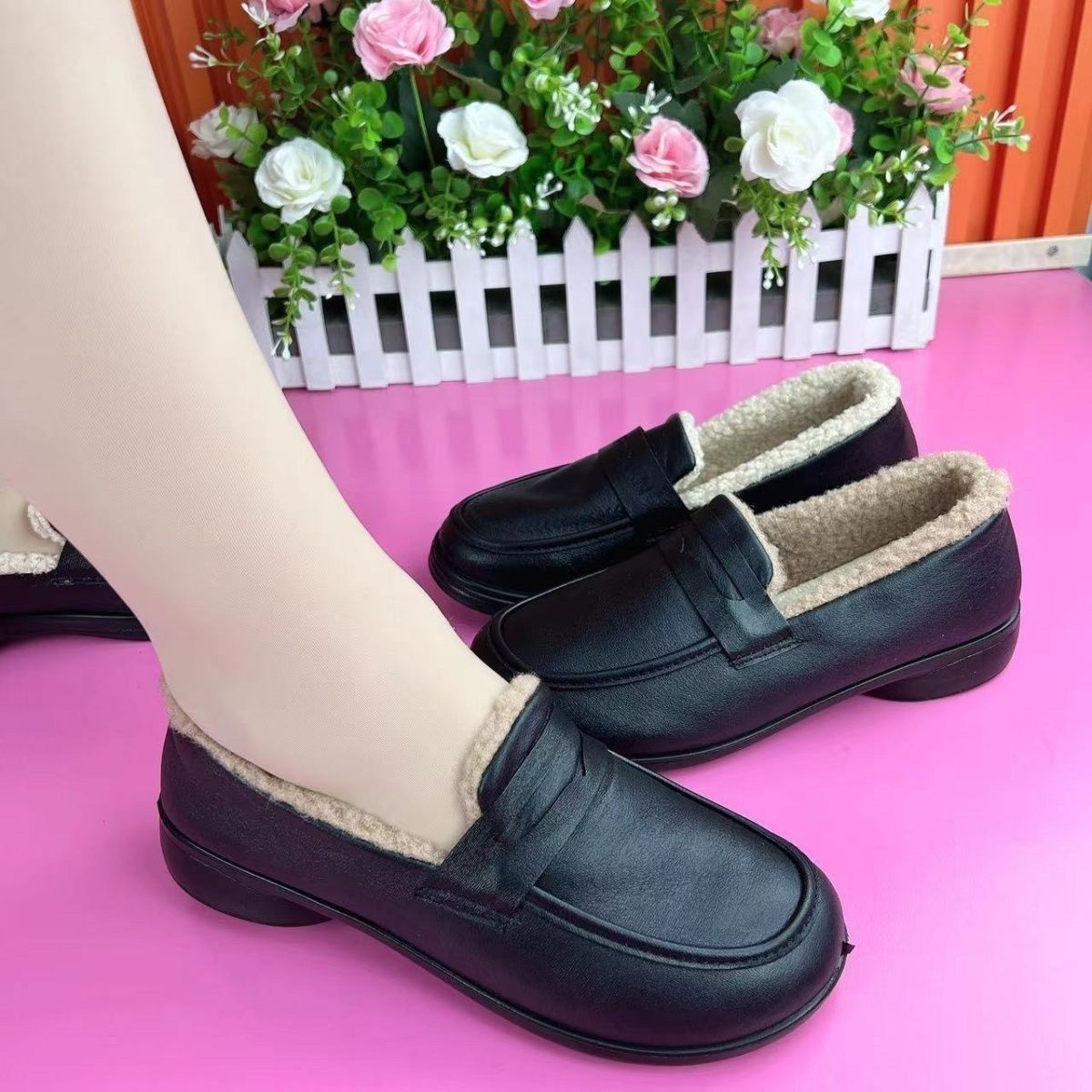 真皮流行豆软底2025新款冬