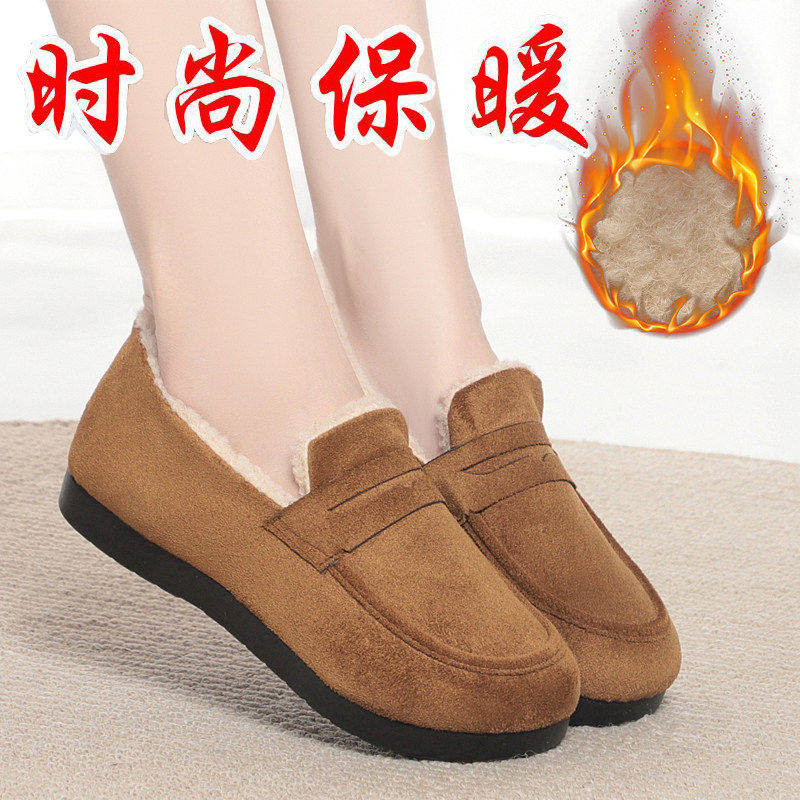 一脚蹬薄绒棉鞋老北京布鞋冬季新款女二棉休闲保暖平底防滑妈妈鞋,女鞋,棉鞋,淘宝优惠券,粉丝福利购,淘宝优惠卷