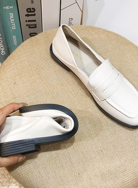 英伦休闲低跟小皮鞋女懒人通勤乐福鞋软底舒适平底简约单鞋1025-