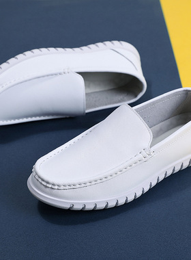 黑色防臭白色男护士鞋夏天不累脚透气夏季软底大头平底鞋