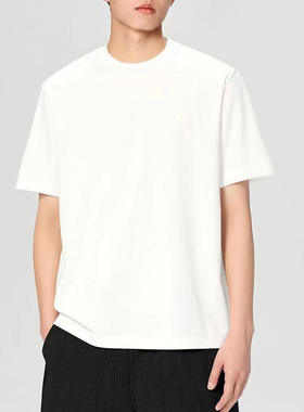 夏季时尚简约白色短袖恤男半袖恤纯色上衣宽松休闲潮