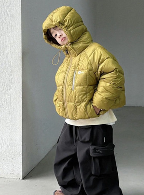 男童羽绒服儿童冬装2025新款保暖宝宝白鸭绒外套男孩长袖连帽衣服