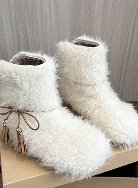 雪地靴女2024年秋冬新款外穿时尚厚底加绒保暖毛毛鞋家居棉靴