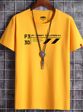 短袖恤男夏季新款圆领棉宽松大码男式港风上衣打底半袖主播带货