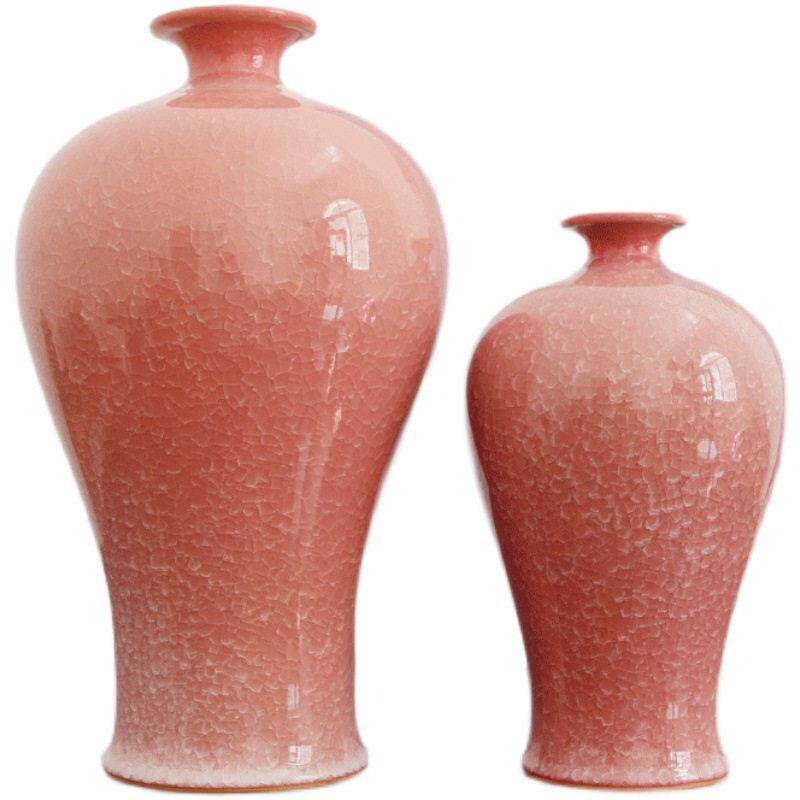 粉色陶瓷花摆件桌面花艺插花鲜花小众设计感落地大摆件