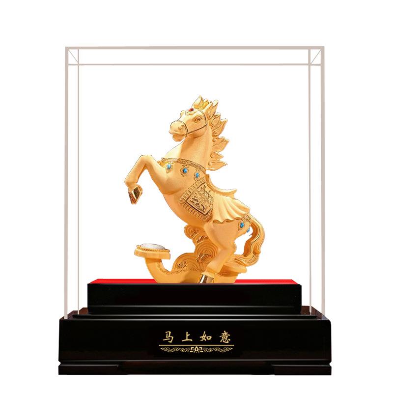 出口马年摆件绒沙金银行保险年会开业活动礼品生肖马工艺品