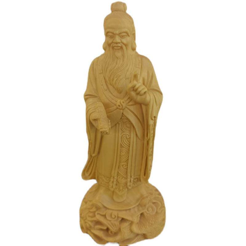 黄杨木雕刻居家复古摆设老子传道一指问天摆件实木人物手工艺礼品