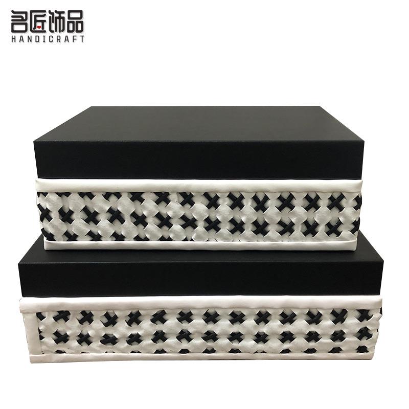 新中式手工编织皮革装饰盒摆件轻奢工艺品女生首饰收纳桌面摆设
