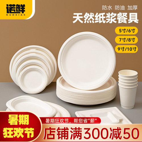 一次性餐盘纸盘碟子白色加厚碗筷