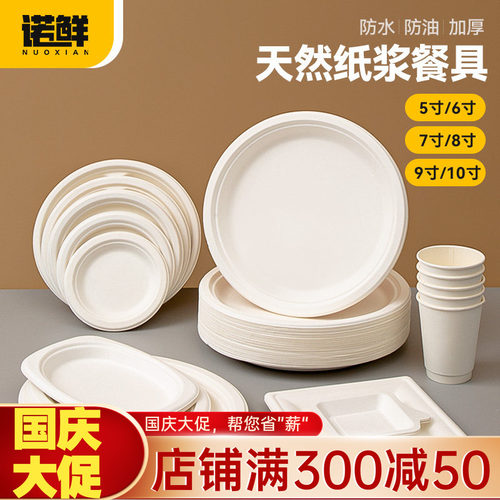 一次性餐盘纸盘碟子白色加厚碗筷