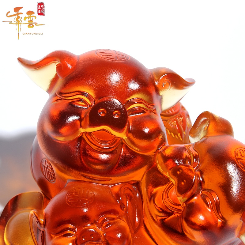 琉璃工艺礼品摆饰生肖猪摆件小家里可爱招财礼物创意家居玄关酒柜