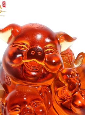 琉璃工艺礼品摆饰生肖猪摆件小家里可爱招财礼物创意家居玄关酒柜