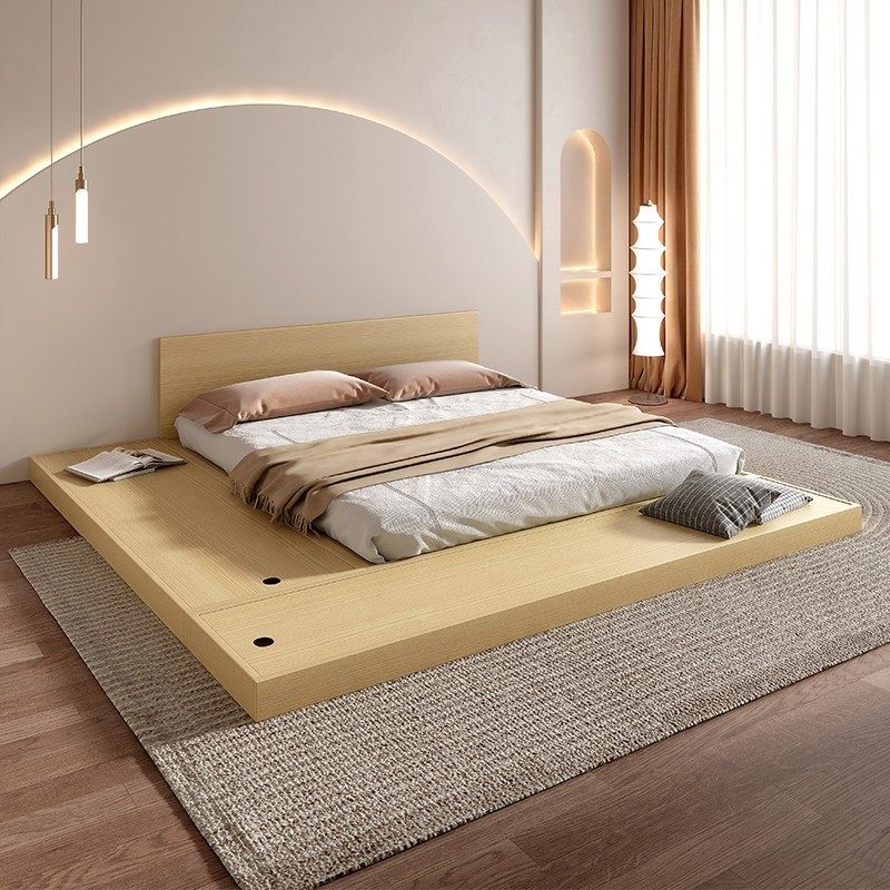 日式榻榻米落地矮床架子原木风民宿床现代简约儿童房踏踏米地台床