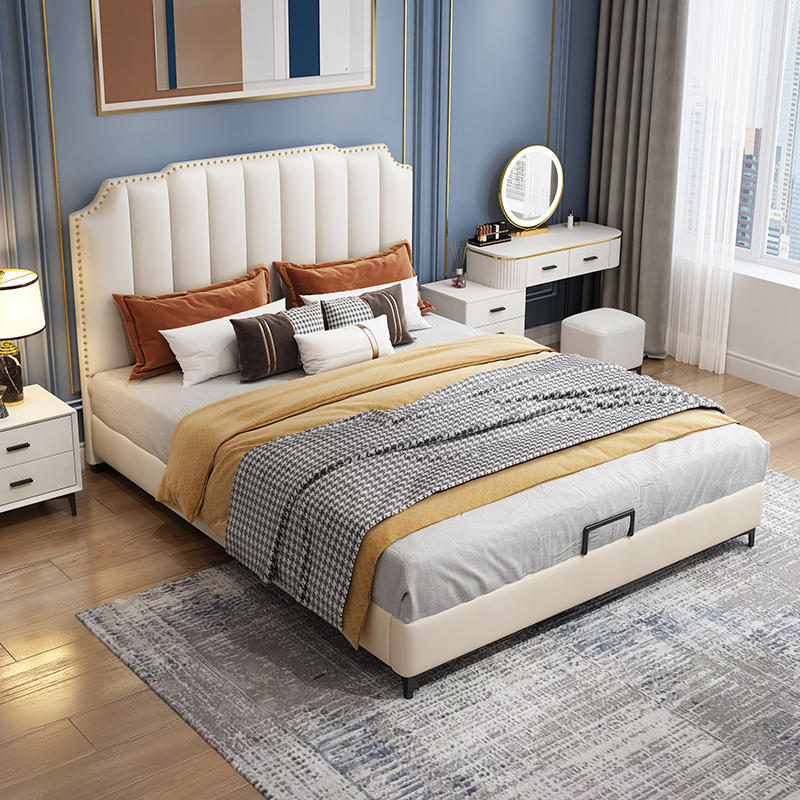 现代简约科技布艺婚床