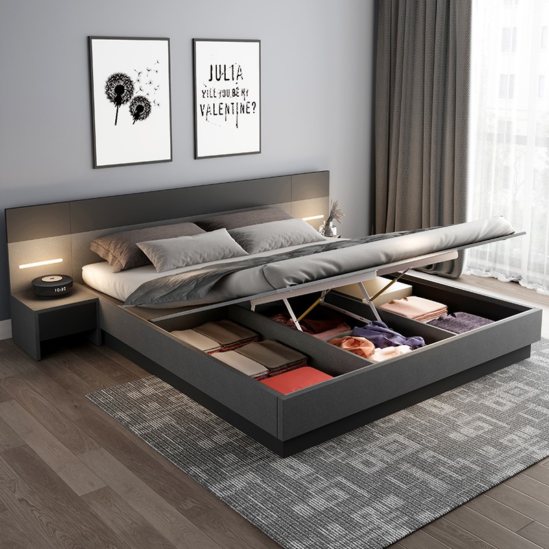 床现代简约小户型双人日式榻榻米床主卧室收纳大床北欧高箱储物床