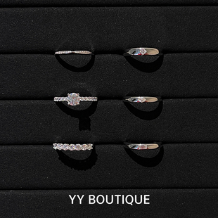 YYBOUTIQUE 莫桑石钻戒对戒纯银铂金钻石情侣婚戒求婚结婚戒指