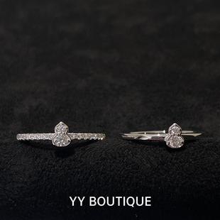 YYBOUTIQUE不掉色满钻小葫芦戒指对戒福禄转运好运通体925纯银