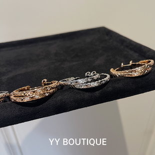 YYBOUTIQUE 欧美气质耳环耳圈镶钻18k金复古高级感圆环耳钉精致