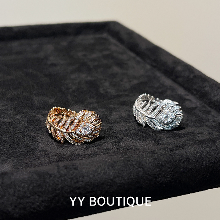 YYBOUTIQUE 羽毛戒指女款小众设计感轻奢高级镶嵌个性独特925纯银