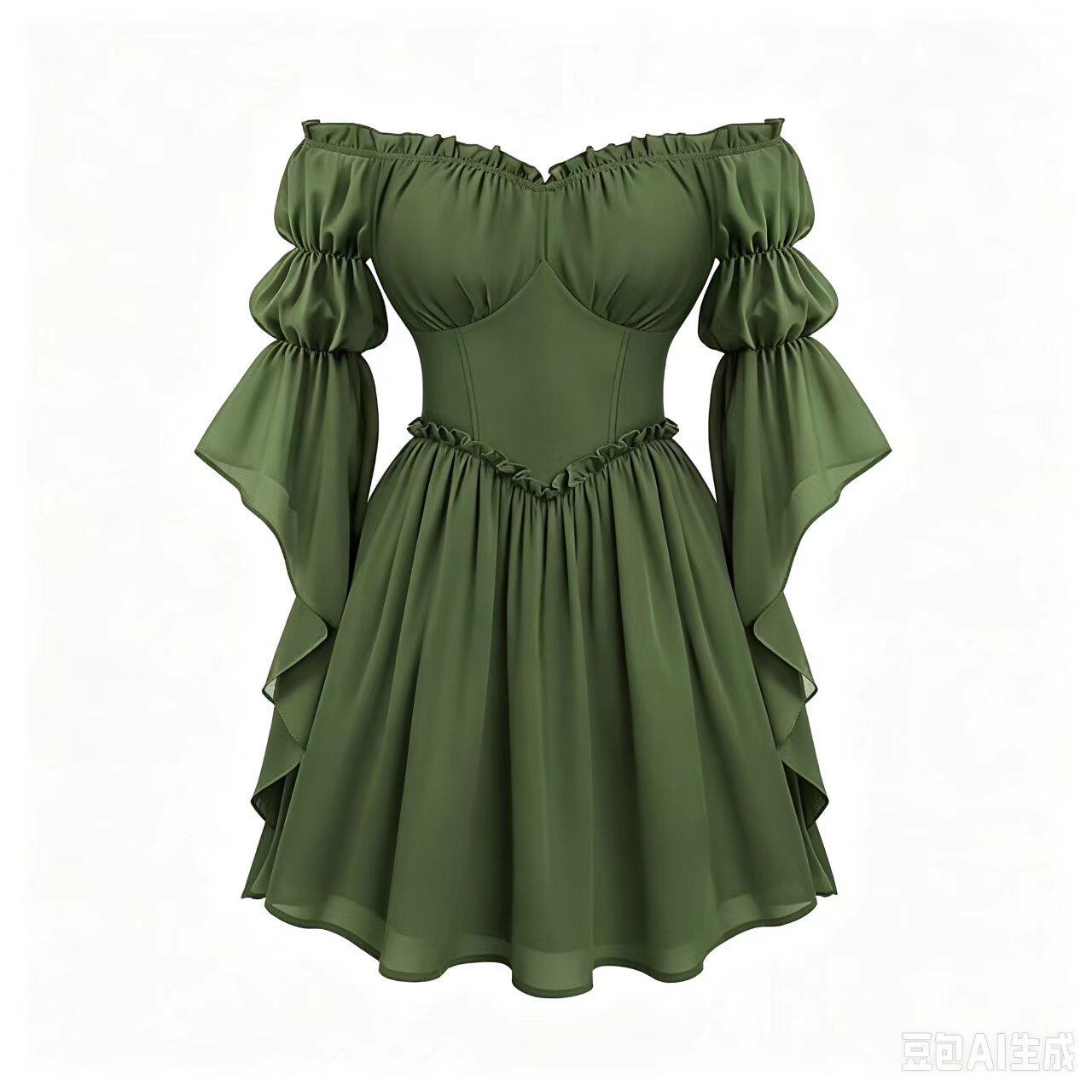 跨境新款中世纪宫廷礼服女式复古服连衣裙欧美舞台表演长裙服装