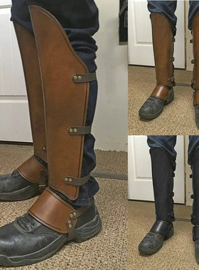 中世纪文艺复兴武士PU皮革护腿维京cosplay摄影道具皮带扣鞋套