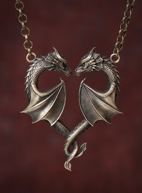 外贸 龙项链爱心象征吊坠中世纪珠宝文艺复兴项链