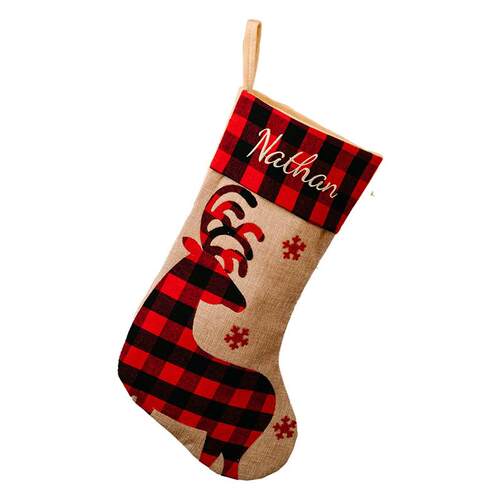Christmas Socks Decoration Supplies Red Black Plaid