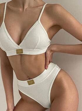 Triangle cup top+high waist briefs bra三角杯上衣+三角裤文胸