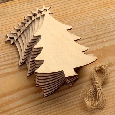 10pcs Wooden Tree Embellishments Wood Christmas Tree Blanks