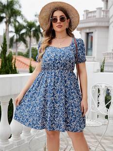 summer floral dresses women plus size dress 夏季印花连衣短裙