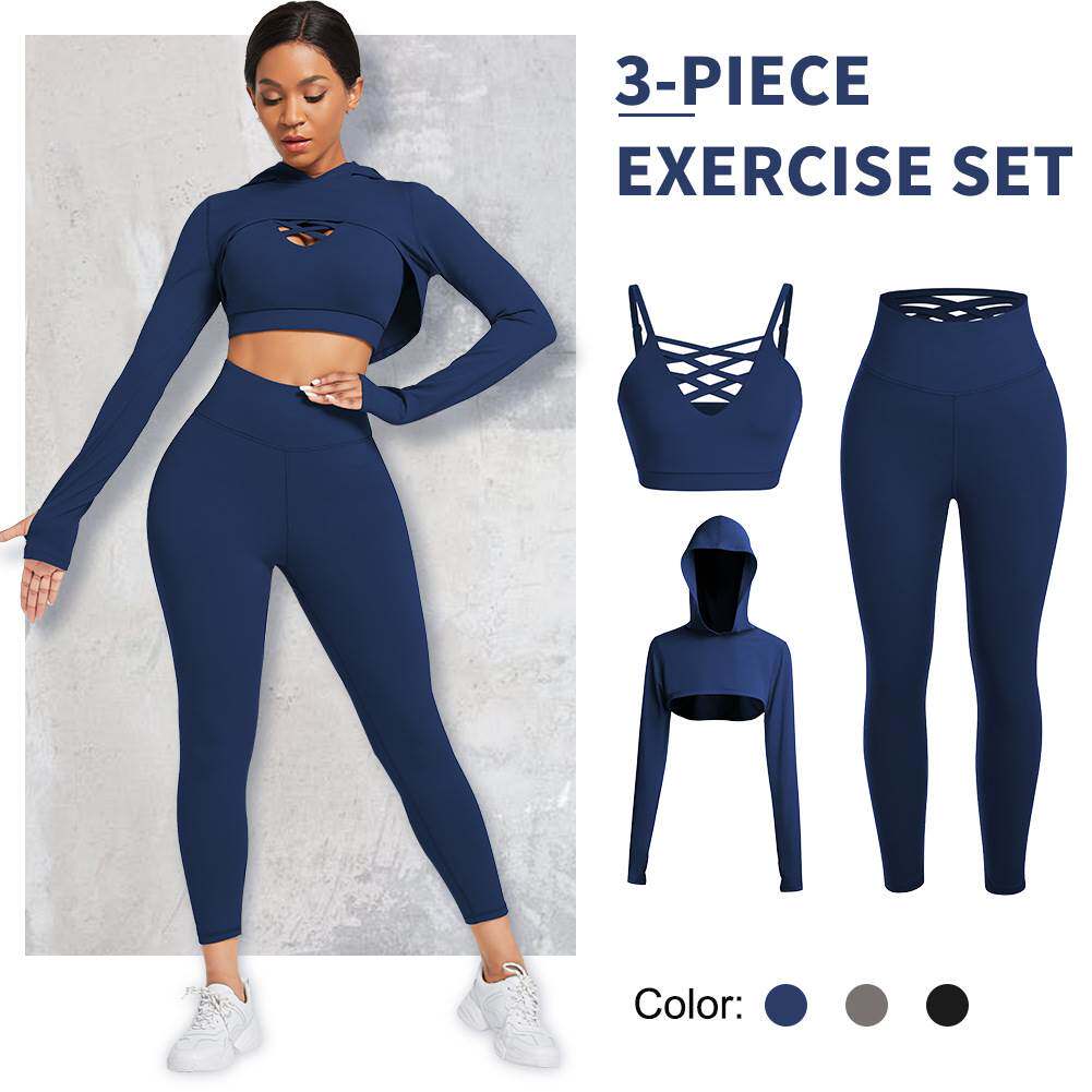 欧美新款女士瑜伽服三件套装Women's yoga suit three piece