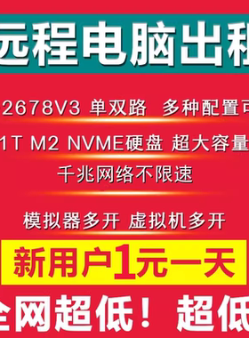 云电脑远程电脑出租E5服务器租电脑单窗口模拟器虚拟机多开工作室