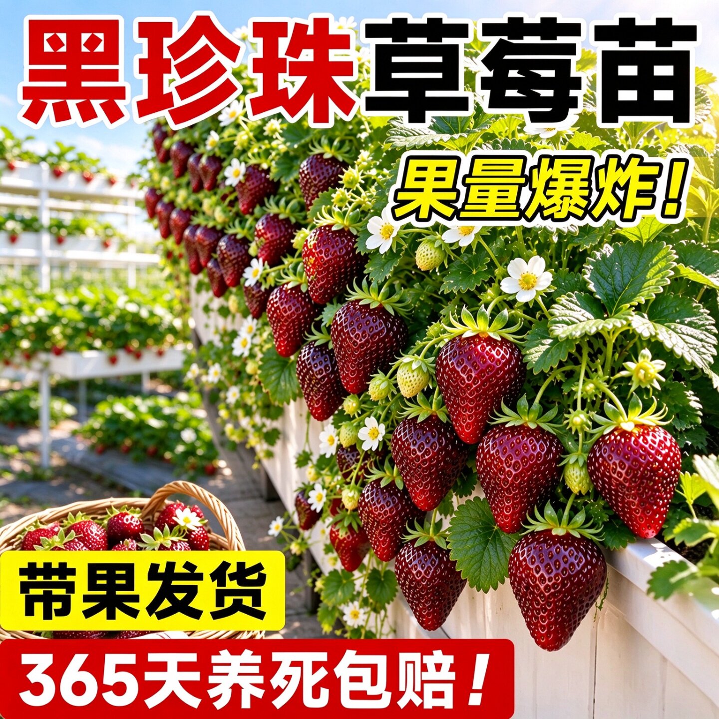 阳台盆栽黑草莓苗真红美玲玄玉优质脱毒抗病家庭种植高产好养
