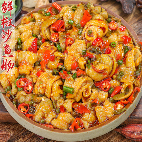 鲜椒沙鱼肠鲜香入味爽脆可口不腻