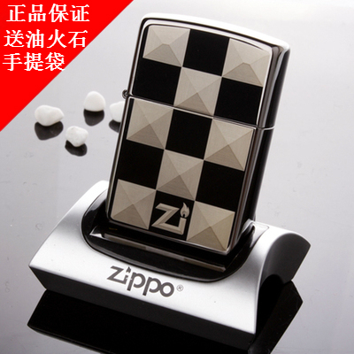 美國原裝zippo打火機正版黑冰格子正品限量刻字禮物男防風zppo
