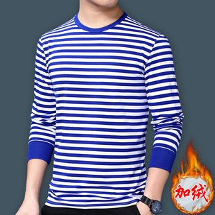 加绒加厚保暖打底衫 老式 T恤男士 长袖 冬爸爸中老年怀旧纪念T 海魂衫