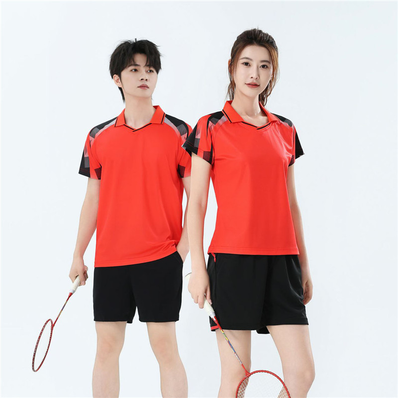 新款羽毛球服袖T恤运动男