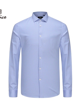 【特价清仓】Lavico/朗维高男士长衬蓝白格纹时尚商务长袖衬衫