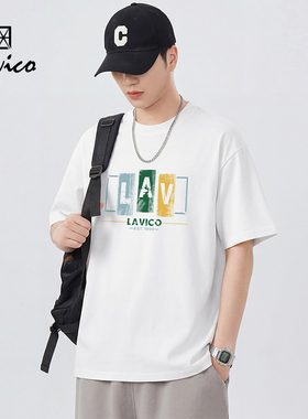 【特惠清仓】Lavico/朗维高男士时尚休闲通勤短袖T恤夏季圆领短袖