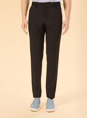 【商场同款】Lavico/朗维高男士绵羊毛混纺商务休闲黑色西裤