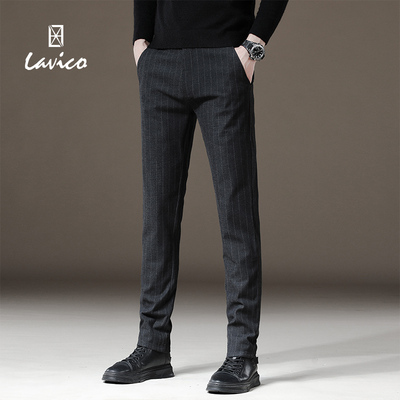 LaVico/朗·维高朗维高男士时尚条纹休闲裤商务修身外穿西裤