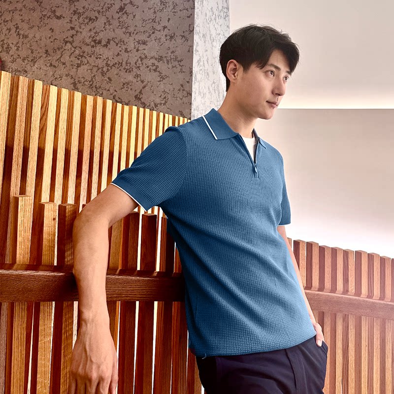LaVico翻领男士短袖针织衫图片