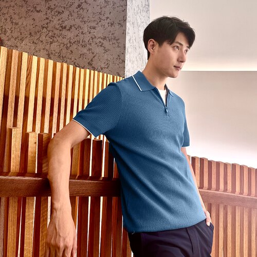LaVico翻领男士短袖针织衫