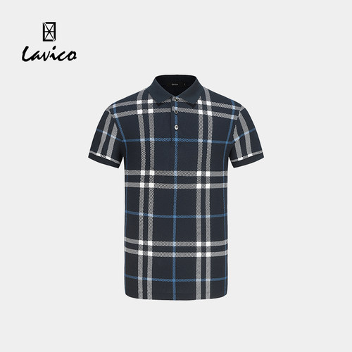 【商场同款】Lavico/朗维高男士时尚商务通勤兰格POLO短袖T恤