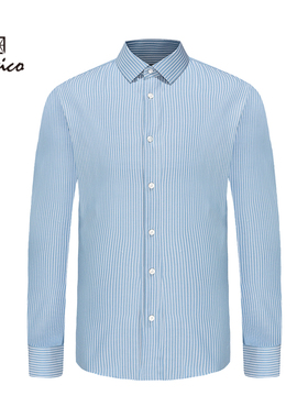 【商场同款】Lavico/朗维高男士长衬蓝色条纹新商务长袖衬衫男