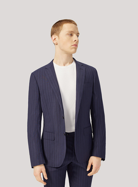 【特价清仓】Lavico/朗维高男士时尚正装西服蓝宽条商务休闲礼服