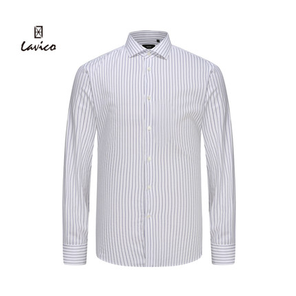 【商场同款】LAVICO/朗维高男士蓝白条纹时尚商务长袖衬衫男