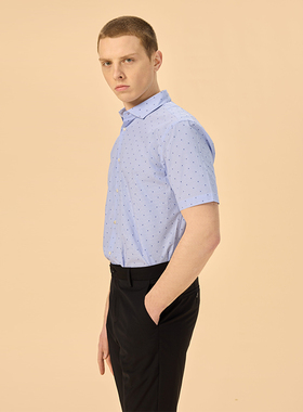 【特价清仓】Lavico/朗维高男装短衬条纹时尚修身短袖衬衫男