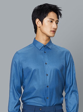 【商场同款】Lavico/朗维高男士长衬蓝色休闲时尚商务长袖衬衫男