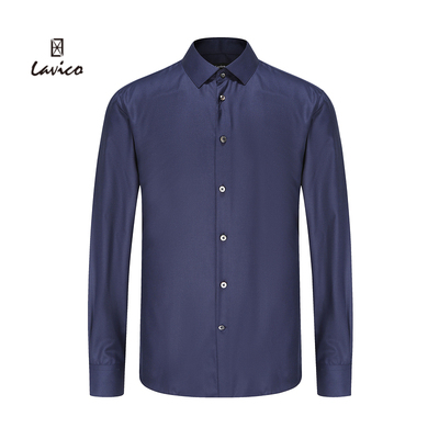 【100%桑蚕丝】Lavico/朗维高男士长衬藏青色新商务长袖衬衫男